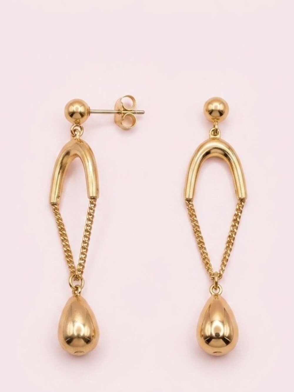 Vintage Gold Dangle Teardrop Chain Earrings
